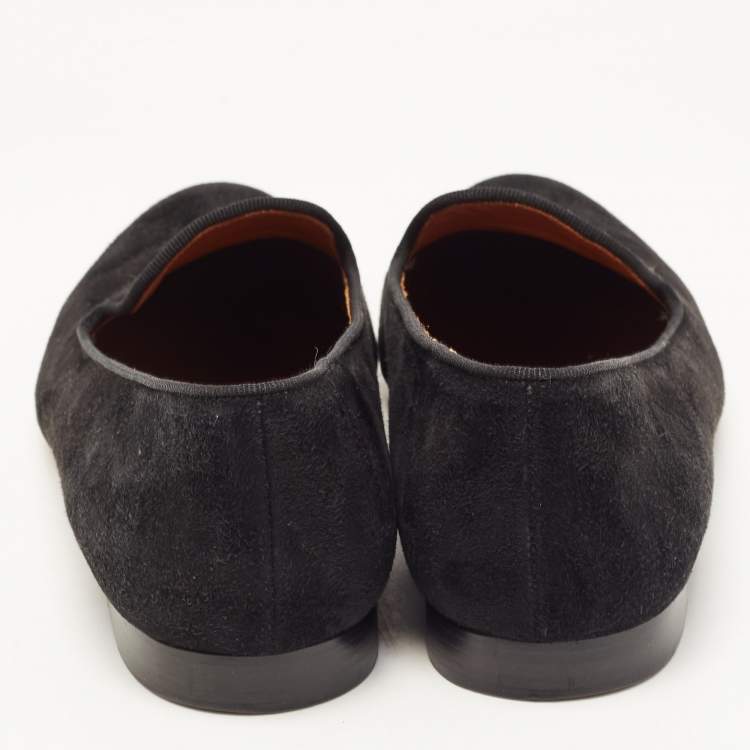 Pre Owned Valentino Black Suede Smoking Slippers Size 38