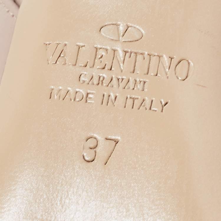 Pre Owned Valentino Dusty Pink Leather Rockstud Slingback Pumps Size 37