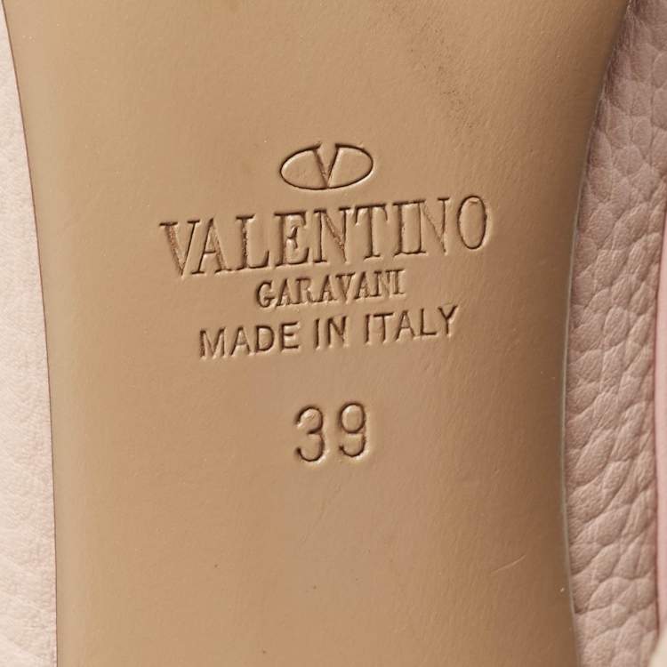 Pre Owned Valentino Pink Leather Rockstud  Slingback Pumps Size 39