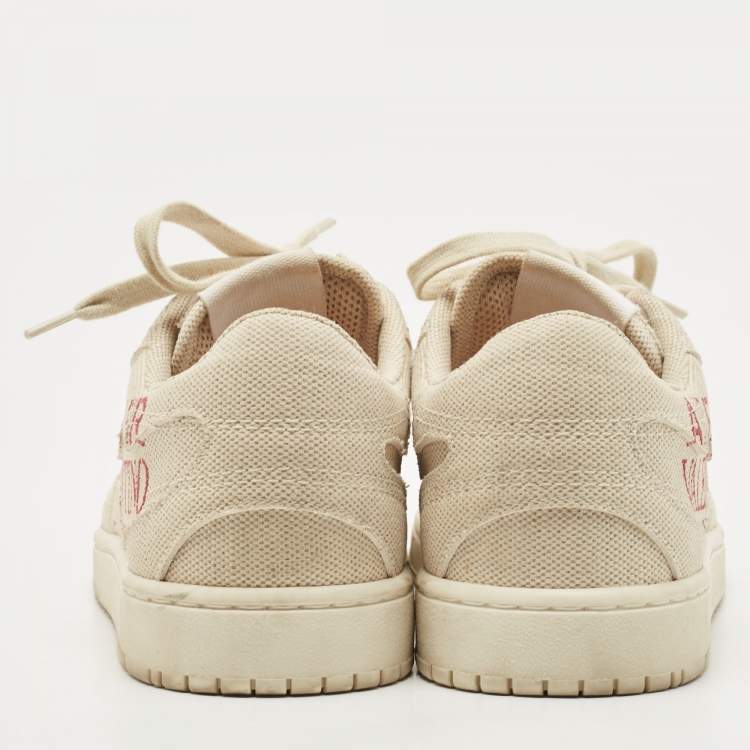 Pre Owned Valentino Beige Canvas Atelier Camouflage Edition Low Top Sneakers Size 37