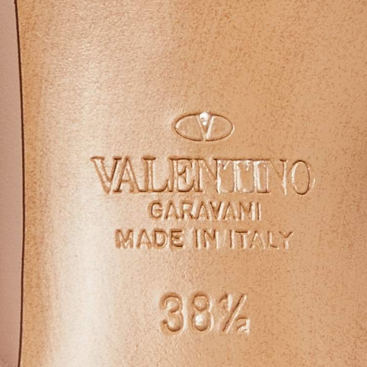 Pre Owned Valentino Beige Leather Rockstud Slingback  Pumps Size 38.5