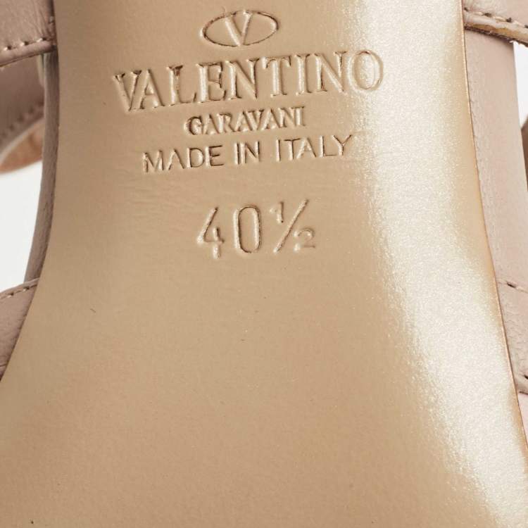 Pre Owned Valentino Pink Leather Rockstud Pointed Toe Slide Sandals Size 40.5