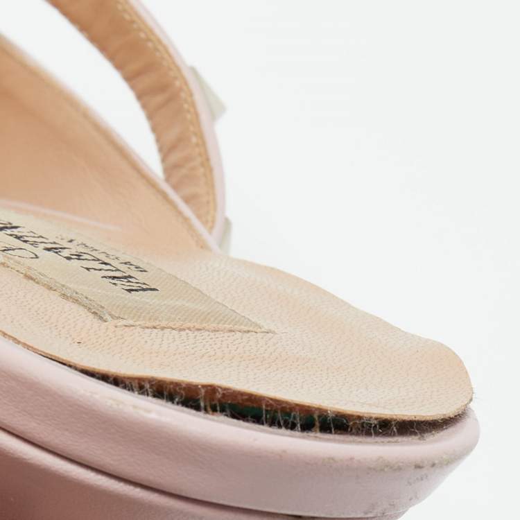 Pre Owned Valentino Pink Leather Rockstud Mules Size 40