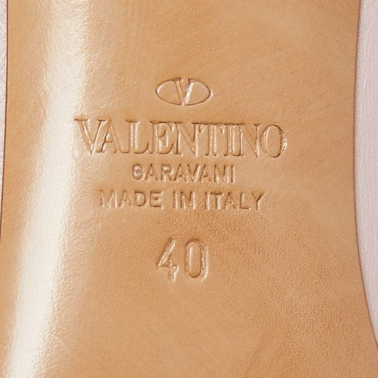 Pre Owned Valentino Pink Leather Rockstud Mules Size 40