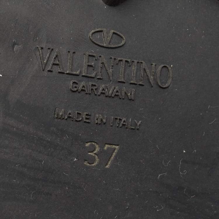 Pre Owned Valentino Black Leather Combat Boots Size 37