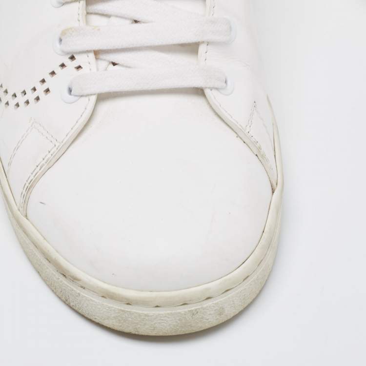 Pre Owned Valentino White/Pink Leather Backnet Sneakers Size 39
