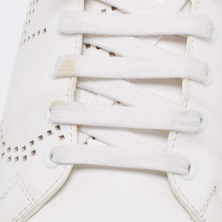 Pre Owned Valentino White/Pink Leather Backnet Sneakers Size 39