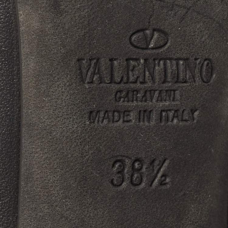 Pre Owned Valentino Black Leather Rockstud  Pumps Size 38.5