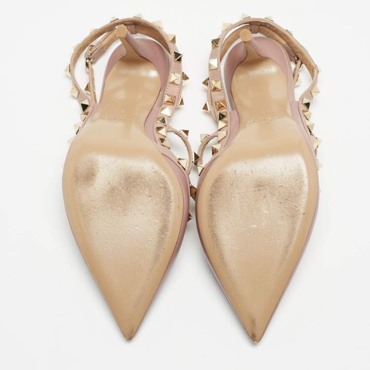 Pre Owned Valentino Pink Leather Rockstud Pumps Size 37