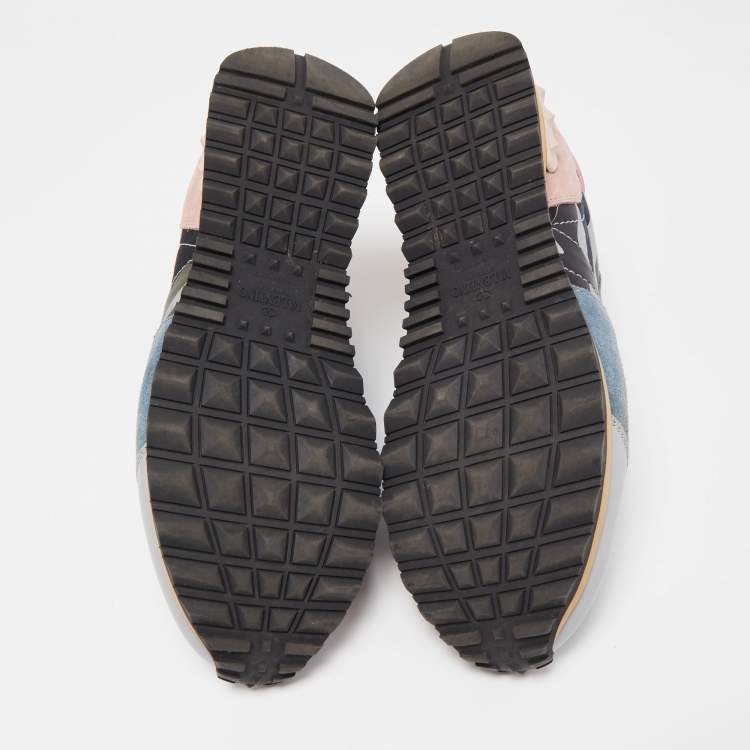 مملوكة مسبقًا Valentino Multicolor Camo Print Canvas and Leather Rockrunner Sneakers Size 39