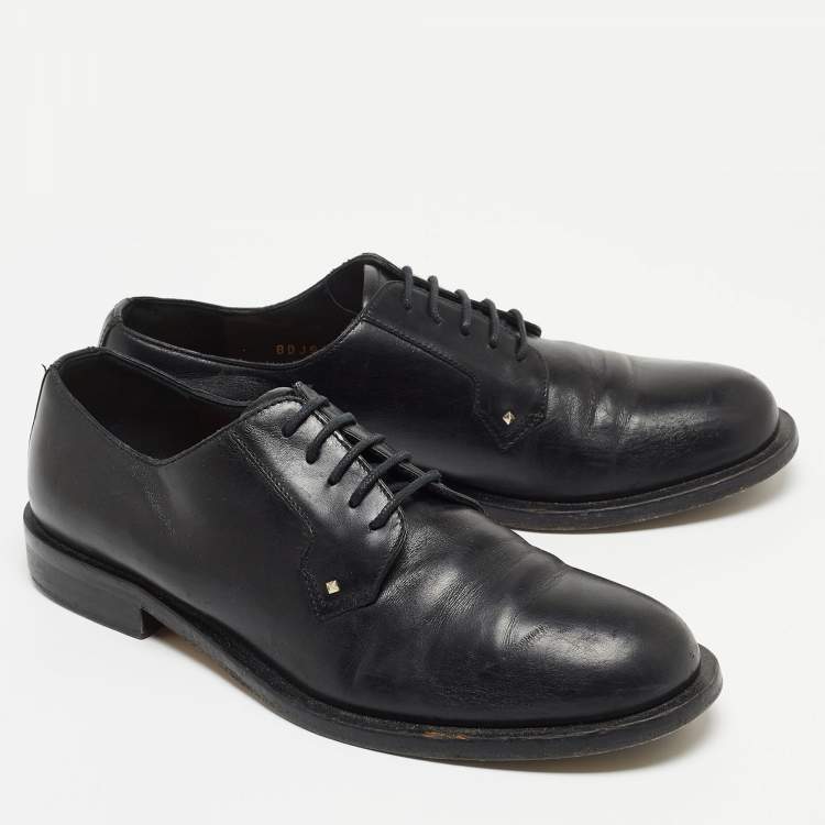 Pre Owned Valentino Black Leather Lace Up Derby Size 38