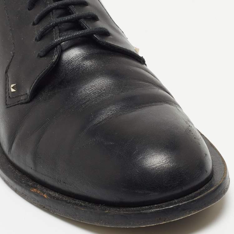 Pre Owned Valentino Black Leather Lace Up Derby Size 38