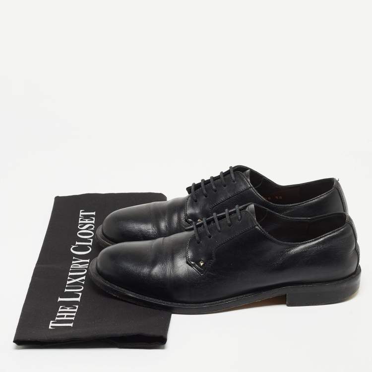 Pre Owned Valentino Black Leather Lace Up Derby Size 38