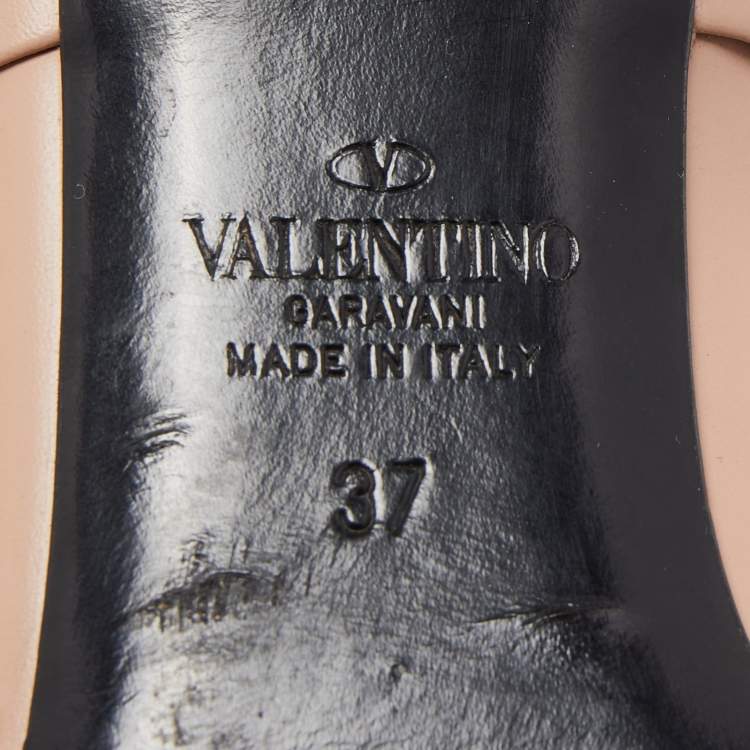 Pre Owned Valentino Pink Leather Roman Stud Pointed Toe Mules Size 37