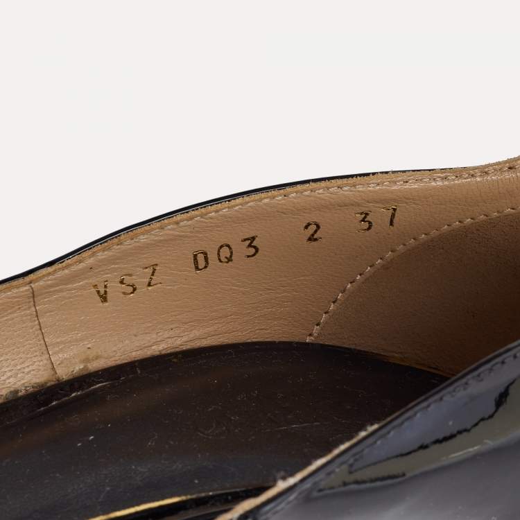 Pre Owned Valentino Black Patent Leather Tan-Go Platform Pumps Size 37