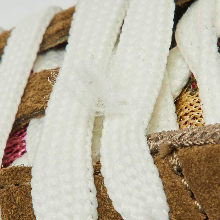 Pre Owned Valentino Multicolor Camo Print Suede,Leather and Knit Fabric Rockrunner Sneakers Size 38
