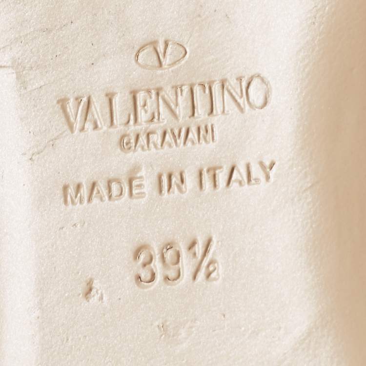Pre Owned Valentino Cream Patent Leather Rockstud Ballet Flats Size 39.5