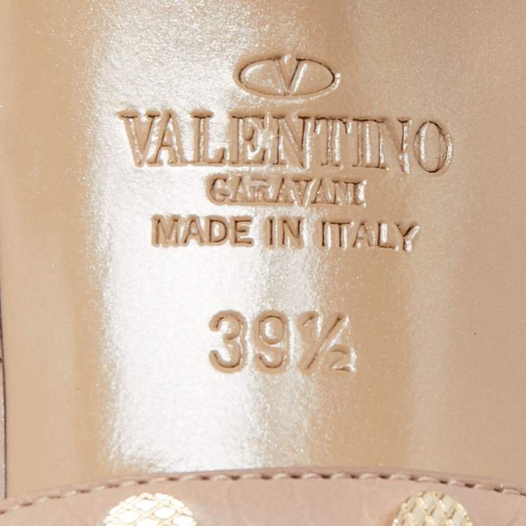 Pre Owned Valentino Dusty Pink Leather Rockstud Ankle Strap Sandals Size 39.5