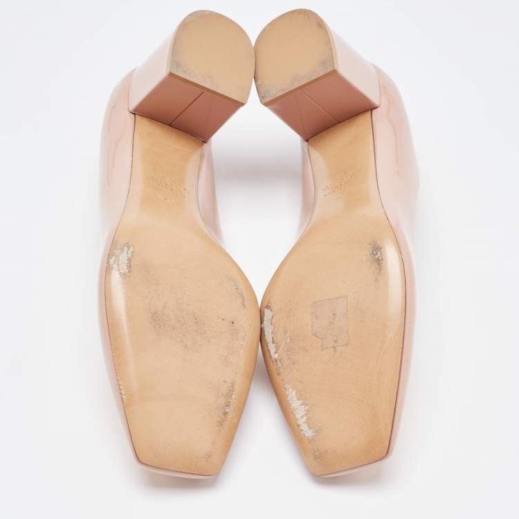 Pre Owned Valentino Dusty Pink Patent Leather One Stud Pumps Size 40