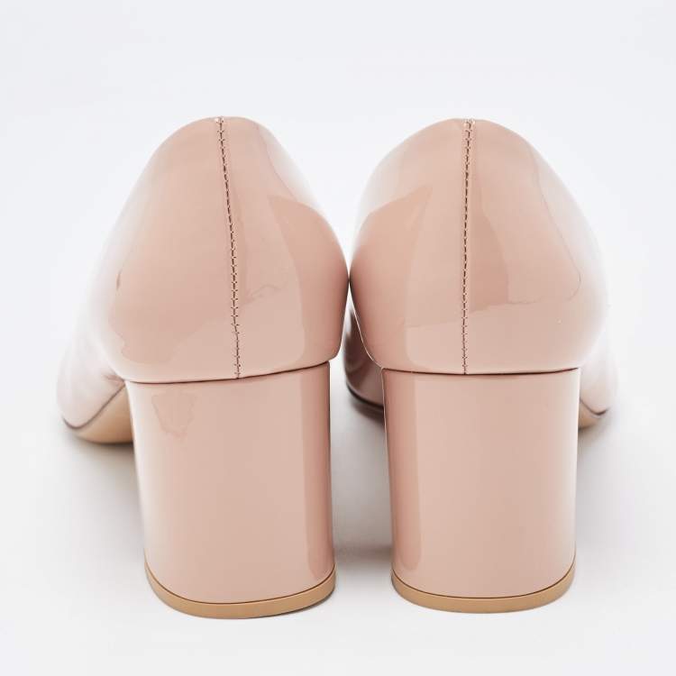 Pre Owned Valentino Dusty Pink Patent Leather One Stud Pumps Size 40