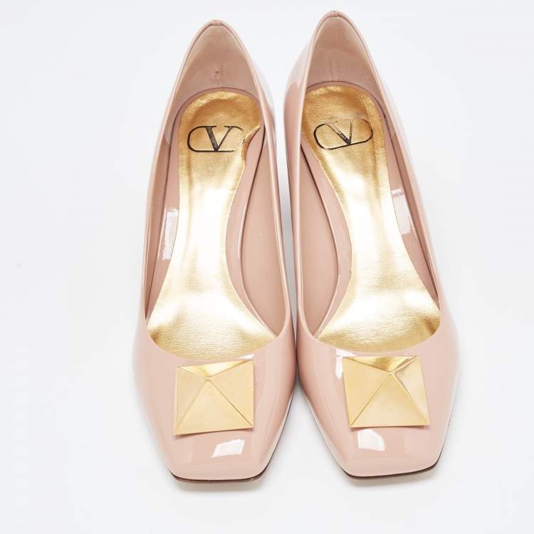 Pre Owned Valentino Dusty Pink Patent Leather One Stud Pumps Size 40