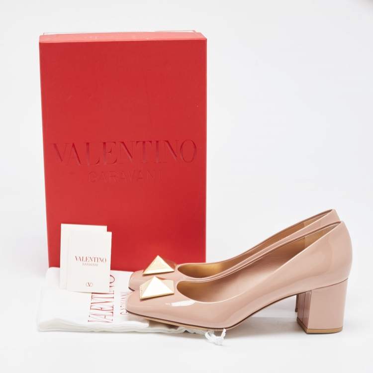 Pre Owned Valentino Dusty Pink Patent Leather One Stud Pumps Size 40