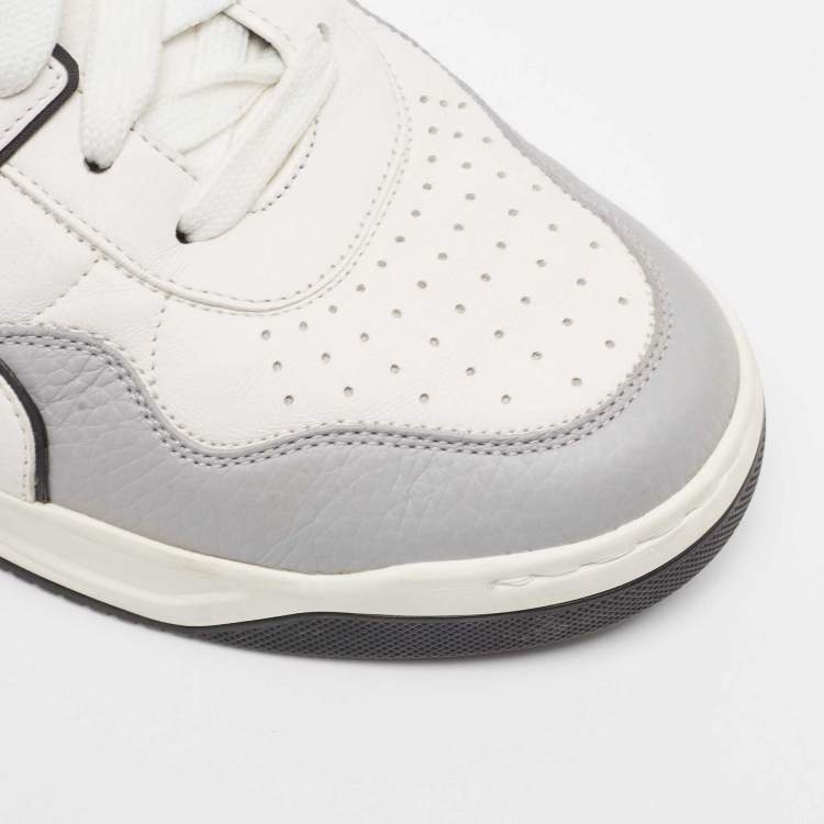 Pre Owned Valentino White/Black Leather Roman Stud High Top Sneakers Size 43
