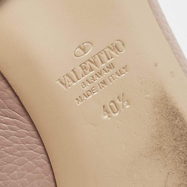 Pre Owned Valentino Dusty Pink Leather Rockstud Ballet Flats Size 40.5 