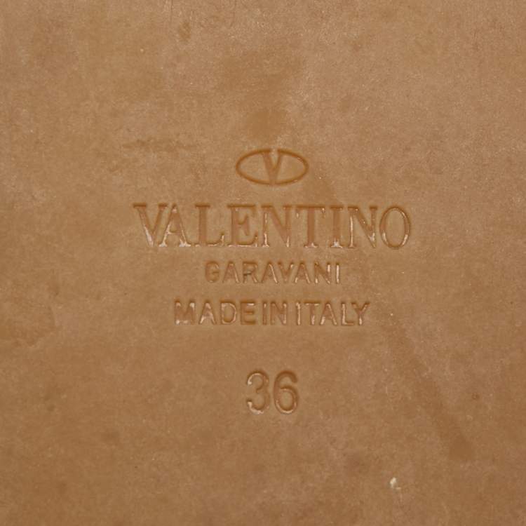 Pre Owned Valentino Dusty Pink Leather Rockstud Espadrille Platform Ankle Strap Sandals Size 36