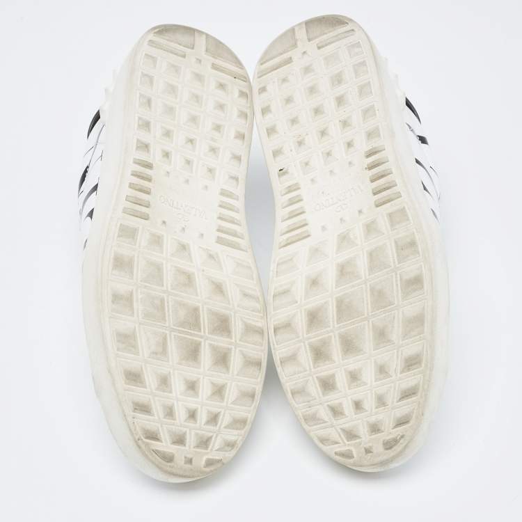 Pre Owned Valentino White Leather VLTN Open Sneakers Size 37