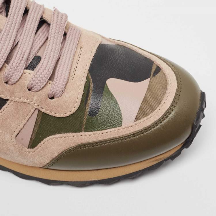 Pre Owned Valentino Multicolor Leather and Suede Rockrunner Sneakers Size 38