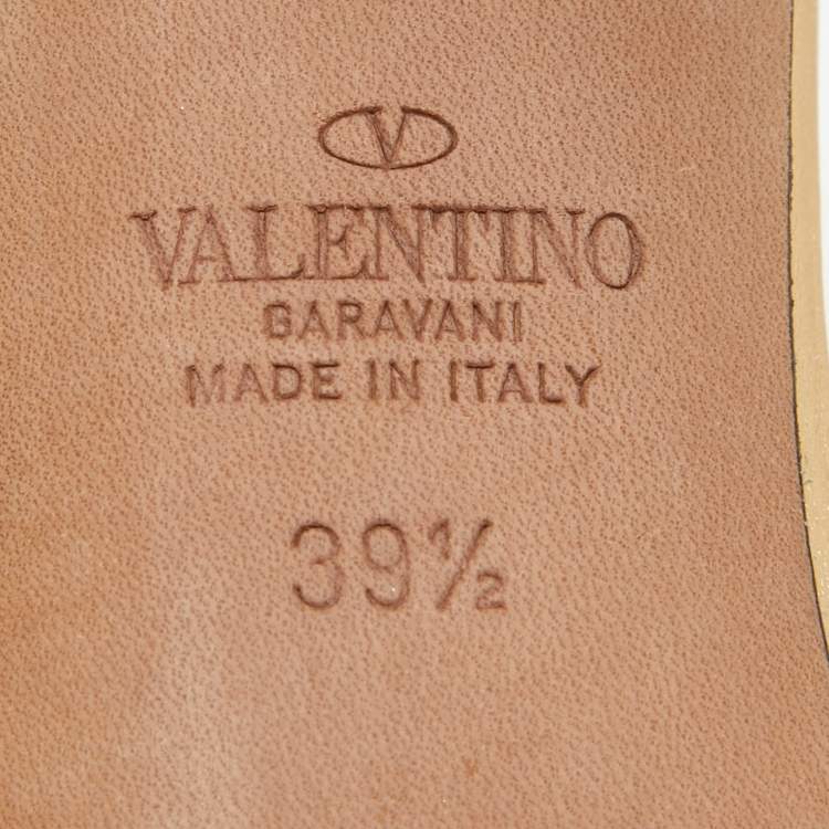 Pre Owned Valentino Gold Woven Leather Vlogo Slingback Pumps Size 39.5