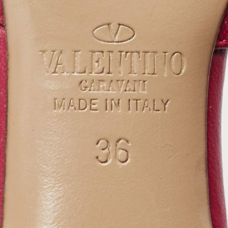 Pre Owned Valentino Pink Suede Rockstud Ankle Strap Pumps Size 36