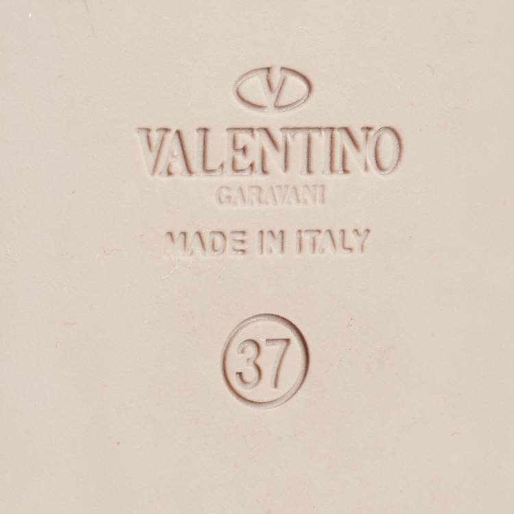 Pre Owned Valentino Cream  Embroidered Leather Ankle Strap Espadrille Flats Size 37