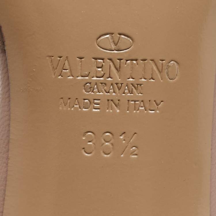 Pre Owned Valentino Blue Patent Leather Rockstud Ankle Strap Pumps Size 38.5