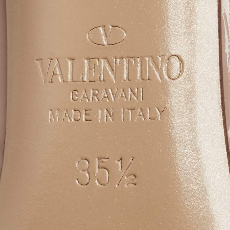 Pre Owned Valentino Dusty Pink Patent Leather Rockstud Pumps Size 35.5