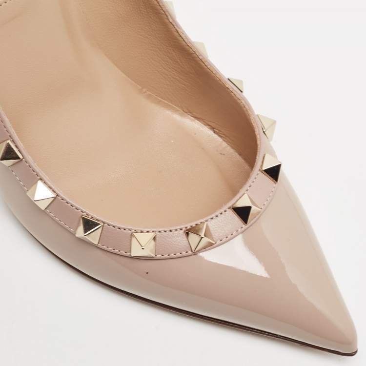Pre Owned Valentino Dusty Pink Patent Leather Rockstud Pumps Size 35.5