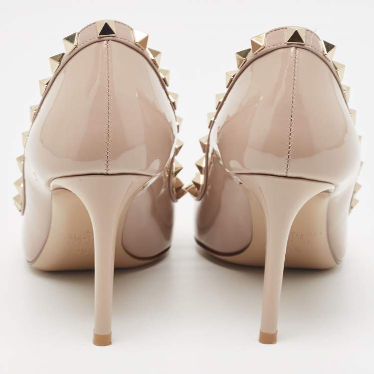 Pre Owned Valentino Dusty Pink Patent Leather Rockstud Pumps Size 35.5