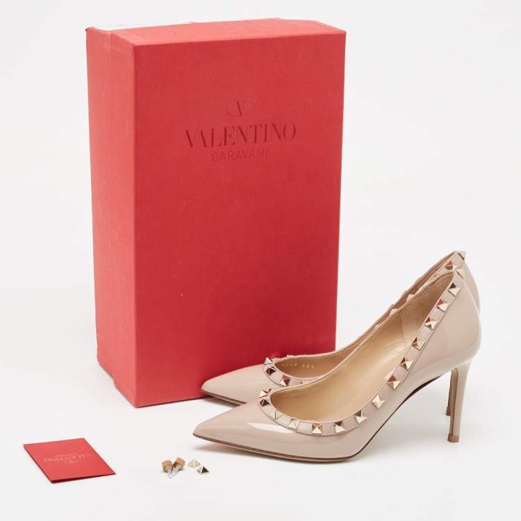 Pre Owned Valentino Dusty Pink Patent Leather Rockstud Pumps Size 35.5
