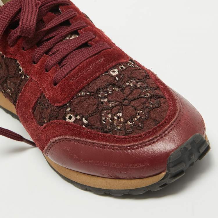 Pre Owned Valentino Multicolor Suede and Lace  Rockrunner Low Top Sneakers Size 39