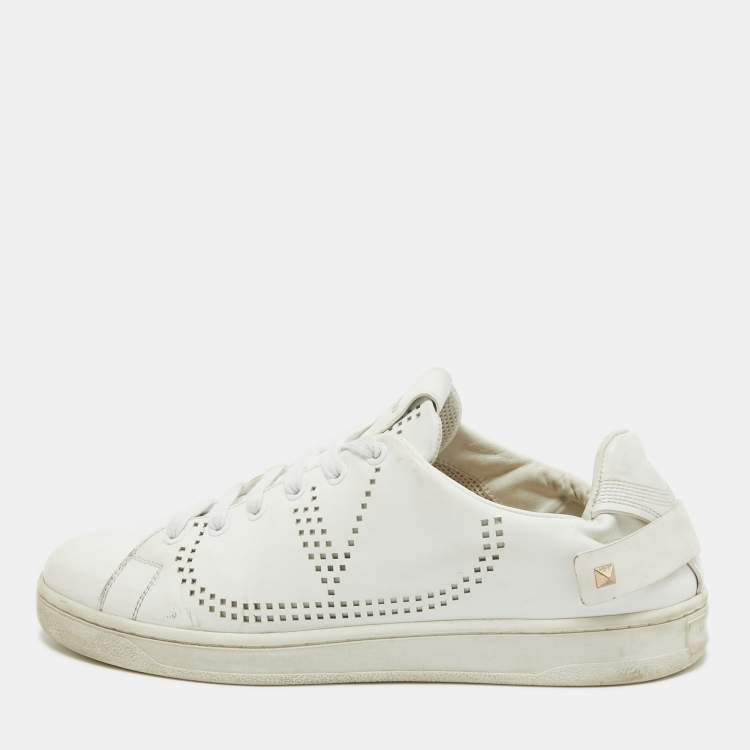Pre Owned Valentino White Leather Backnet Sneakers Size 39