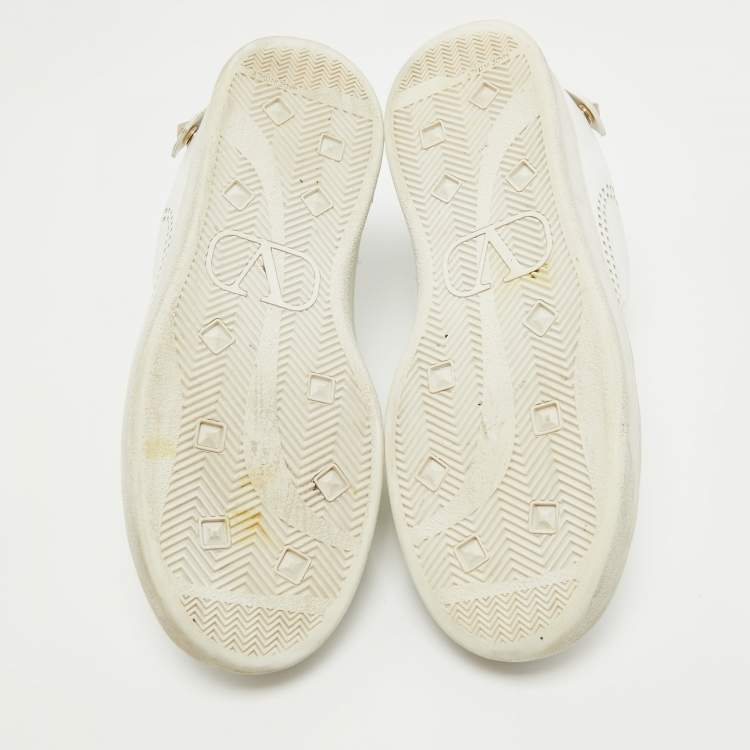 Pre Owned Valentino White Leather Backnet Sneakers Size 39