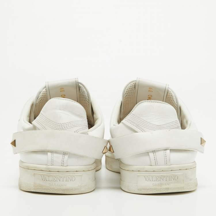 Pre Owned Valentino White Leather Backnet Sneakers Size 39