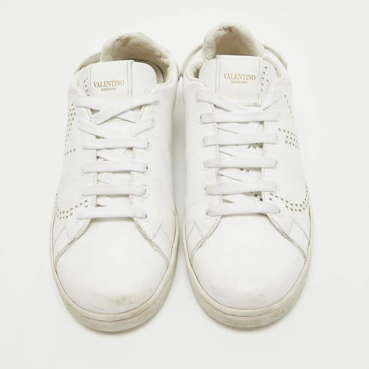 Pre Owned Valentino White Leather Backnet Sneakers Size 39