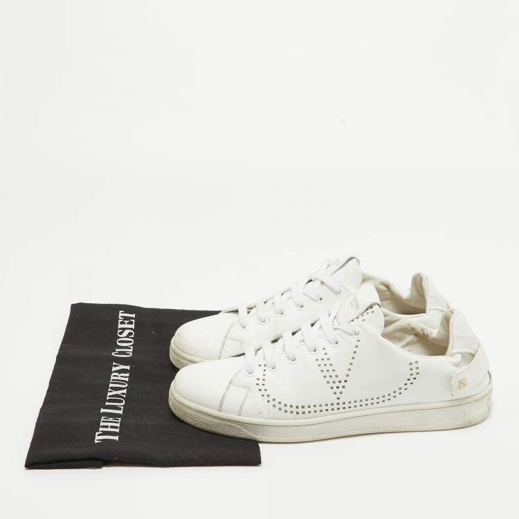 Pre Owned Valentino White Leather Backnet Sneakers Size 39