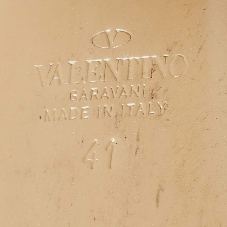 Pre Owned Valentino Black Leather Rockstud Platform Ankle Strap Sandals Size 41