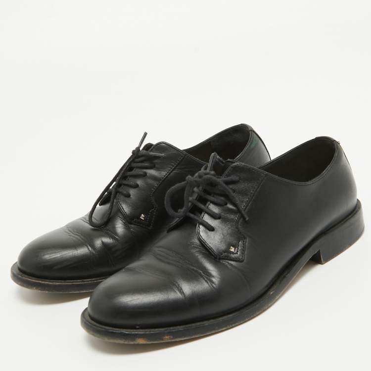 Pre Owned Valentino Black Leather Lace Up Derby Size 36