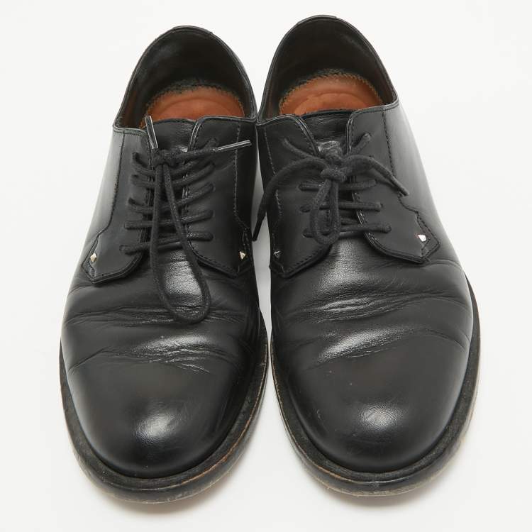 Pre Owned Valentino Black Leather Lace Up Derby Size 36