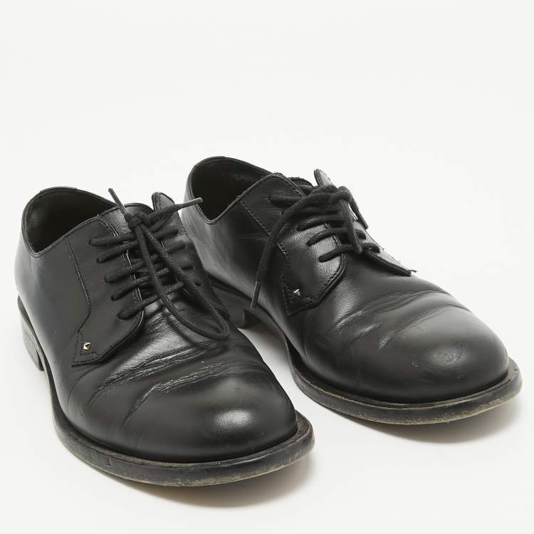 Pre Owned Valentino Black Leather Lace Up Derby Size 36