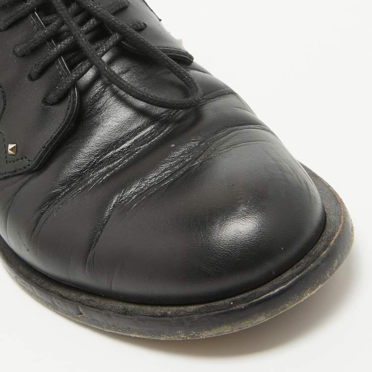 Pre Owned Valentino Black Leather Lace Up Derby Size 36